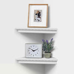 Wall Mounted Wood Corner Shelves - Set of 2