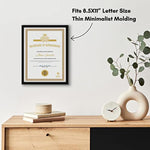 8.5x11 Thin Border Photo Frame with Shatter Resistant Glass, Horizontal and Vertical Formats for Wall and Tabletop