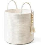 Decorative Rope Basket Wooden Bead Decoration with Handles