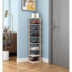 8 Tiers Stylish Wooden Space Saving Shoe Storage Stand/ Shelf/ Tower Free Standing for Entryway