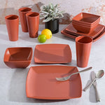 Soho Grayson Square Melamine Dinnerware Set Service For Four 16Pcs