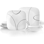 Triple Layer Glass And Chip Resistant Lightweight Square Plates And Bowls Set