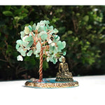 Buddha Statue with Healing Crystal Tree, Tree of Life for Positive Energy