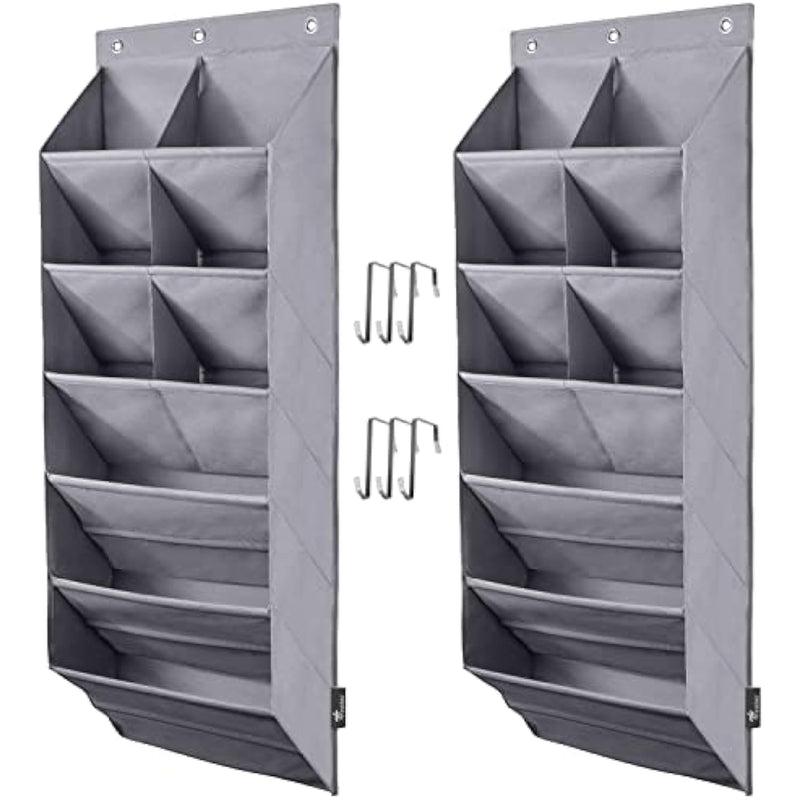 Large Deep Pockets Door Shoe Rack with 3 Hooks