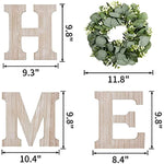 Wood Home Letters for Wall Art with Artificial Eucalyptus