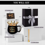 Graduation Gifts for Her  Funny Retirement Gifts Black Crown Coffee Mugs with Gift Card