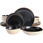 Classic Double Bowl Dinnerware Set Service For 4 16Pcs