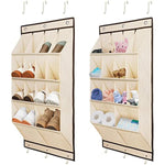 Large Deep Pockets Door Shoe Rack with 3 Hooks