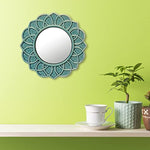 Decorative 9 Ivory Round Floral Ceramic Accent Wall Mirror