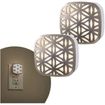 Brushed Nickel Flower Design Night Light With Plug-in, Dusk to Dawn Sensor