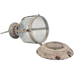 Antique White Metal Votive Candle Lantern With Handle