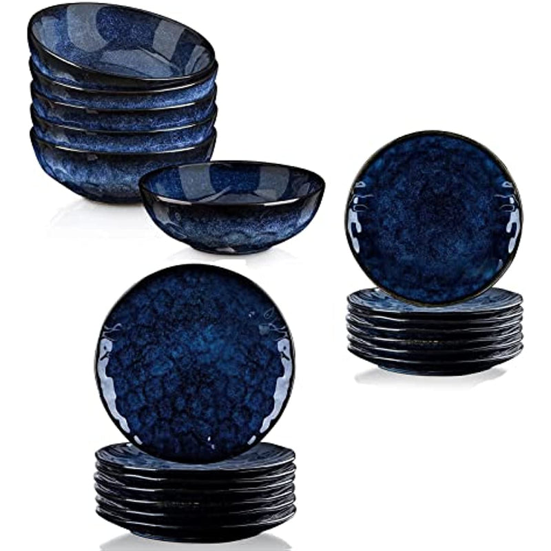 Ceramic Fluted Dinner Plates 18 Piece