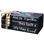 Farmhouse Rustic Wood Decorative Books Stack for Home Coffee Table Living Room