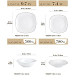 White Square Dinnerware Set Silver Rim