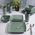 Soho Grayson Square Melamine Dinnerware Set Service For Four 16Pcs
