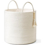 Decorative Rope Basket Wooden Bead Decoration with Handles