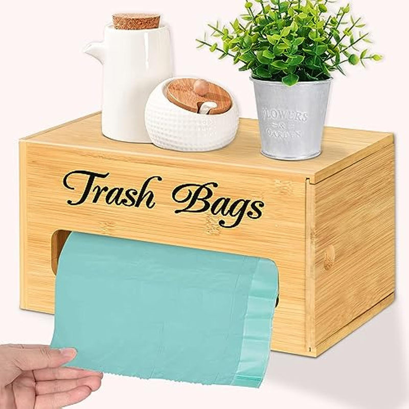 Bamboo Trash Bag Dispenser Wall Mounted