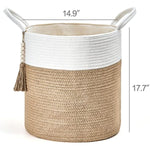 Decorative Rope Basket Wooden Bead Decoration with Handles