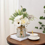 Artificial White Flowers with Vase for Coffee Table Decor