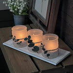 Frosted Glass Votive Candle Holders Tray Set