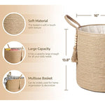 Decorative Rope Basket Wooden Bead Decoration with Handles