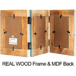 Picture Frame 3 Folding 4X6 Hinged Triple Distressed Photo Frame for Home Office Desk