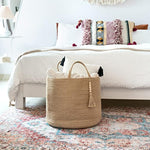 Decorative Rope Basket Wooden Bead Decoration with Handles