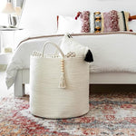 Decorative Rope Basket Wooden Bead Decoration with Handles