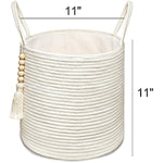 Decorative Rope Basket Wooden Bead Decoration with Handles