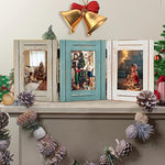 Picture Frame 3 Folding 4X6 Hinged Triple Distressed Photo Frame for Home Office Desk