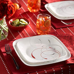 Triple Layer Glass And Chip Resistant Lightweight Square Plates And Bowls Set