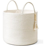 Decorative Rope Basket Wooden Bead Decoration with Handles