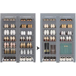 28 Pairs Portable Double Row with Nonwoven Fabric Cover Shoe Rack