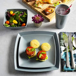 Soho Grayson Square Melamine Dinnerware Set Service For Four 16Pcs