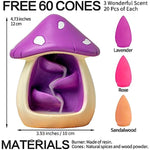 Cute Mushroom Incense Holder with 60 Incense Cones