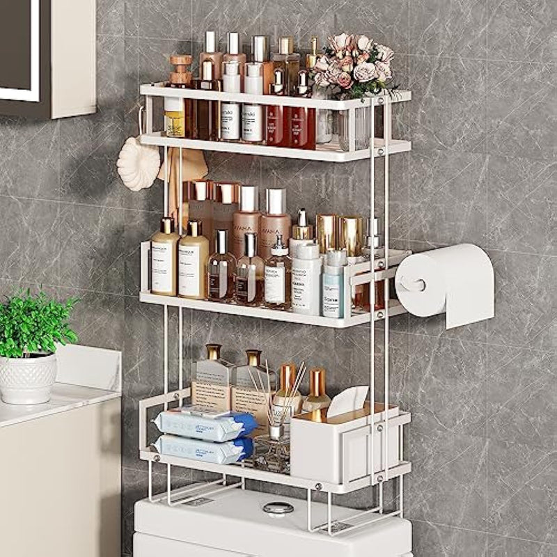 Upgrade Over The Toilet Storage Organizer for Bathroom With Hooks