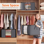 Storage Bag Organizer with Reinforced Handle Thick Fabric for Comforters