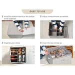 Fabric Shoe Storage Bins with Clear Cover, Fits 16 Pairs