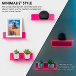 Floating Hanging Shelves with Cable Clips for Bedroom & Gaming Room - Set Of 2
