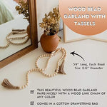 Decorative Wood Chain Link And Bead Garland Set Hand Carved Pine Wood Chain Decor