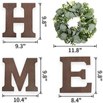 Wood Home Letters for Wall Art with Artificial Eucalyptus