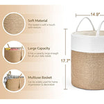 Decorative Rope Basket Wooden Bead Decoration with Handles