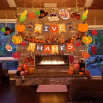 42Pcs Thanksgiving Decorations Pre-Assembled GIVE THANKS Banner Hanging Swirls for Indoor & Outdoor