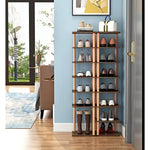 8 Tiers Stylish Wooden Space Saving Shoe Storage Stand/ Shelf/ Tower Free Standing for Entryway