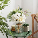 Artificial White Flowers with Vase for Coffee Table Decor