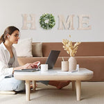 Wood Home Letters for Wall Art with Artificial Eucalyptus