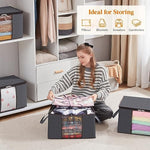 Storage Bag Organizer with Reinforced Handle Thick Fabric for Comforters