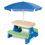 Easy Store Jr. Picnic Table With Umbrella, Blue & Green - Play Table With Umbrella, For Kids