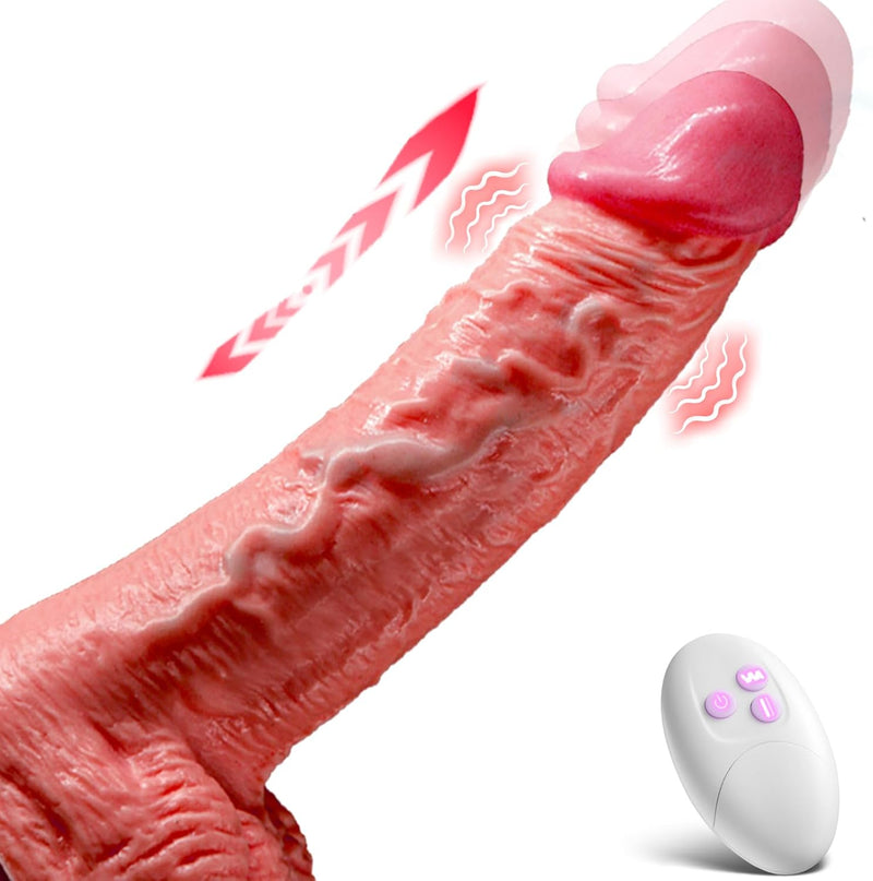 Thrusting Heated Dildo Vibrator – Realistic G-Spot & Anal Stimulator with Suction Cup