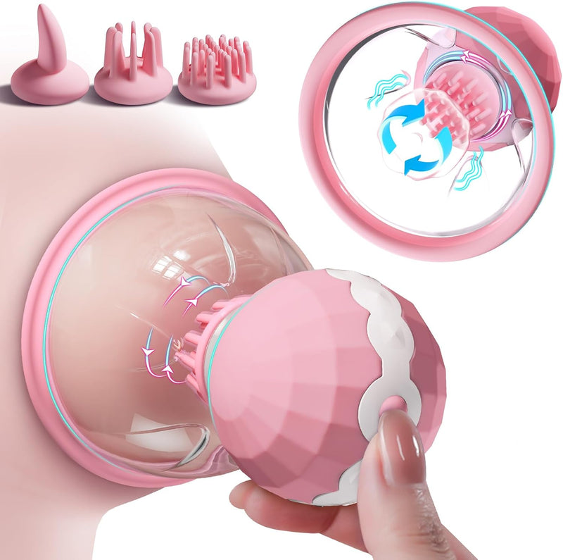 Nipple Vibrator for Women, 10 Modes & 360° Rotation, Sucking Breast Massager